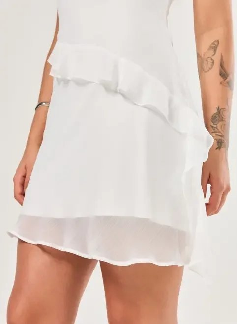 vestido curto chiffon assimétrico vestido curto chiffon assimétrico