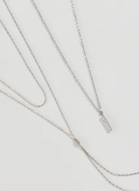 conjunto 2 colares prateados strass conjunto 2 colares prateados strass