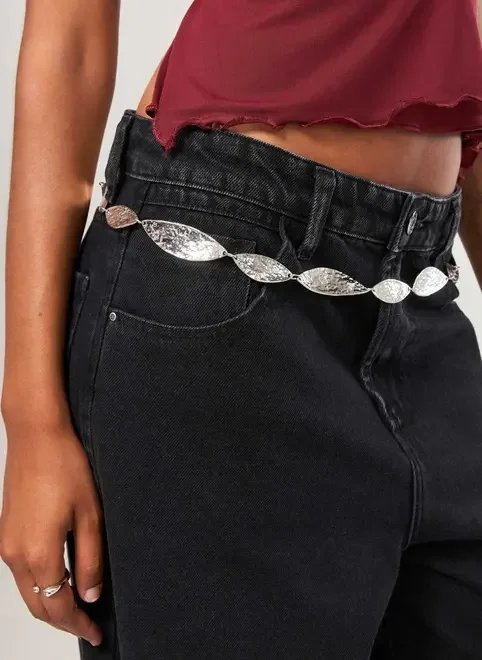 cinto body chain folhas prateadas cinto body chain folhas prateadas