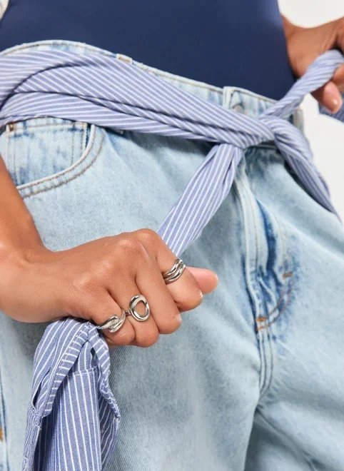 conjunto 4 anéis prateados conjunto 4 anéis prateados