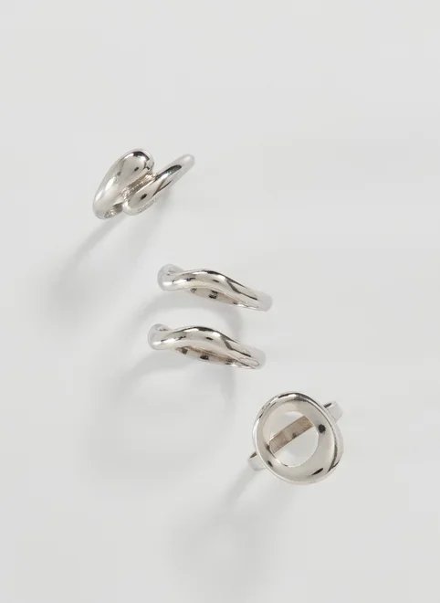 conjunto 4 anéis prateados conjunto 4 anéis prateados
