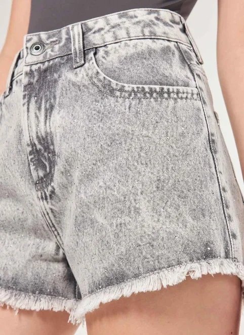 short jeans cinza strass short jeans cinza strass