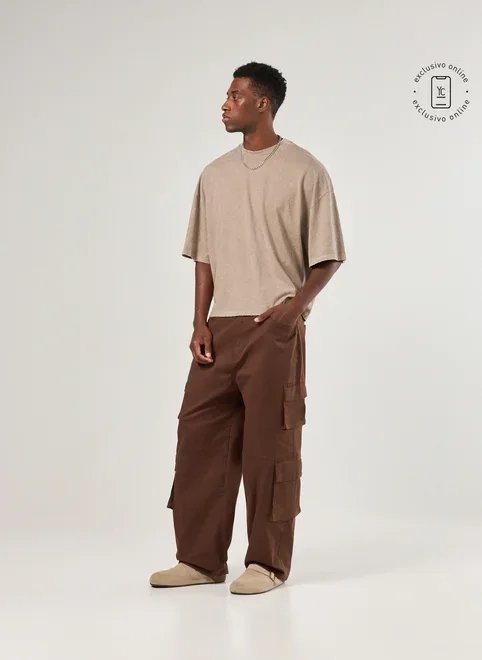 calça sarja baggy cargo calça sarja baggy cargo