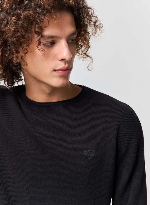 blusa manga longa tricô bordado blusa manga longa tricô bordado