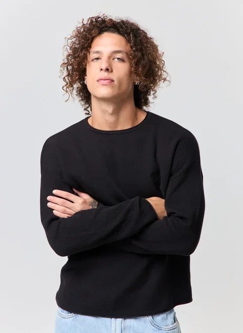 blusa manga longa tricô bordado blusa manga longa tricô bordado
