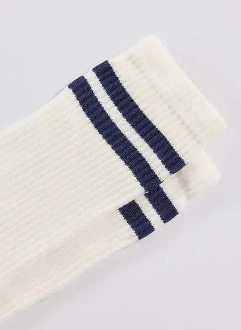 meia off-white listras azul-marinho meia off-white listras azul-marinho