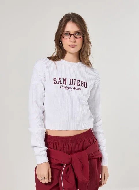 blusa manga longa tricô bordado san diego blusa manga longa tricô bordado san diego