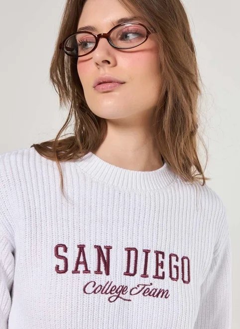 blusa manga longa tricô bordado san diego blusa manga longa tricô bordado san diego