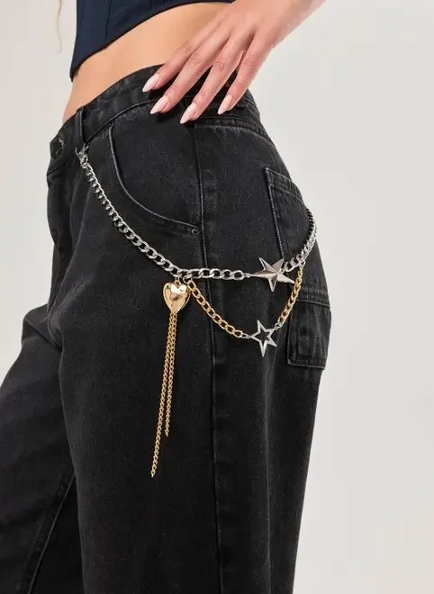 corrente para calça prateada e dourada corrente para calça prateada e dourada