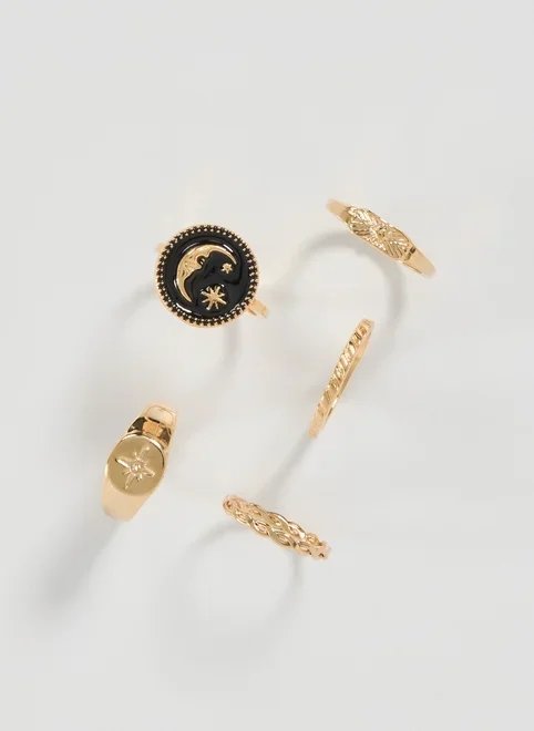 conjunto 4 anéis dourados lua conjunto 4 anéis dourados lua