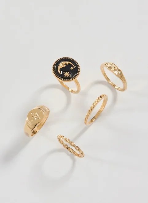 conjunto 4 anéis dourados lua conjunto 4 anéis dourados lua