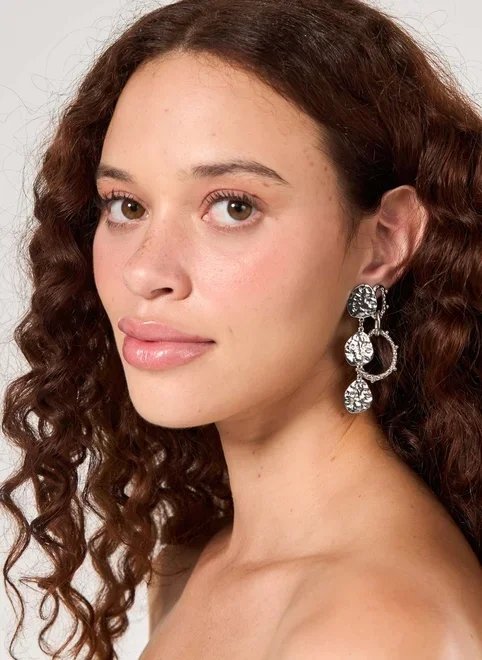 conjunto 3 brincos martelados prateados conjunto 3 brincos martelados prateados