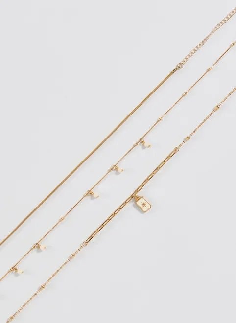 conjunto 3 colares dourados carta conjunto 3 colares dourados carta