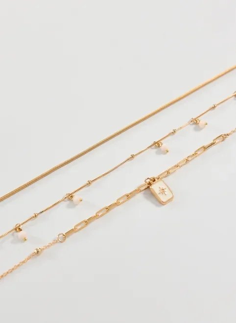 conjunto 3 colares dourados carta conjunto 3 colares dourados carta