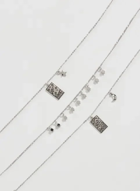 conjunto 3 colares prateados tarot conjunto 3 colares prateados tarot