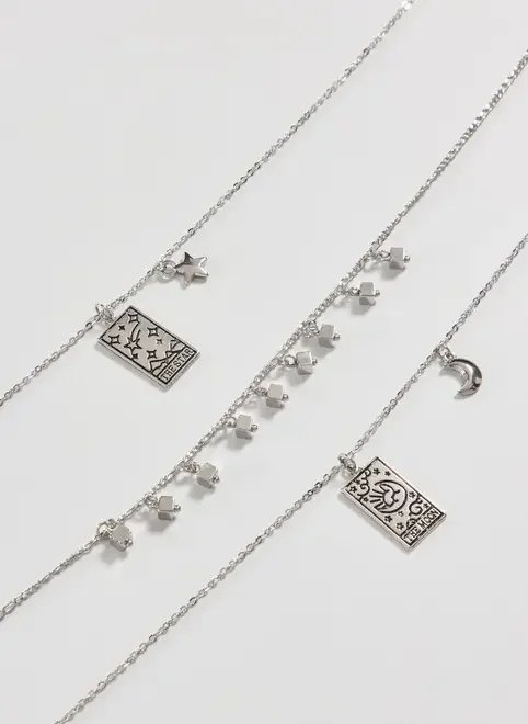conjunto 3 colares prateados tarot conjunto 3 colares prateados tarot