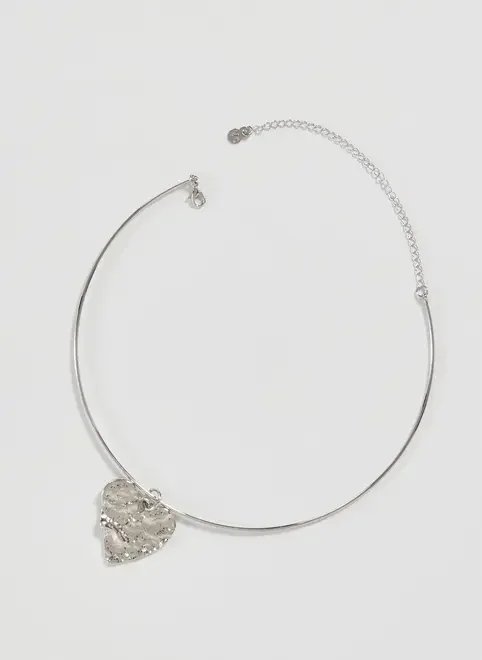 choker estruturada prateada coração choker estruturada prateada coração