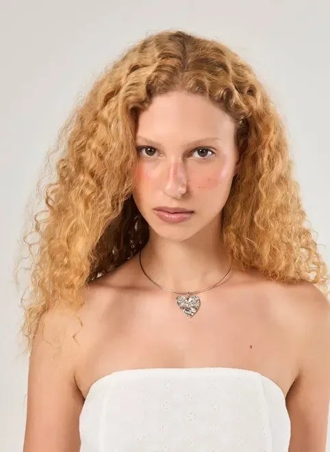 choker estruturada prateada coração choker estruturada prateada coração