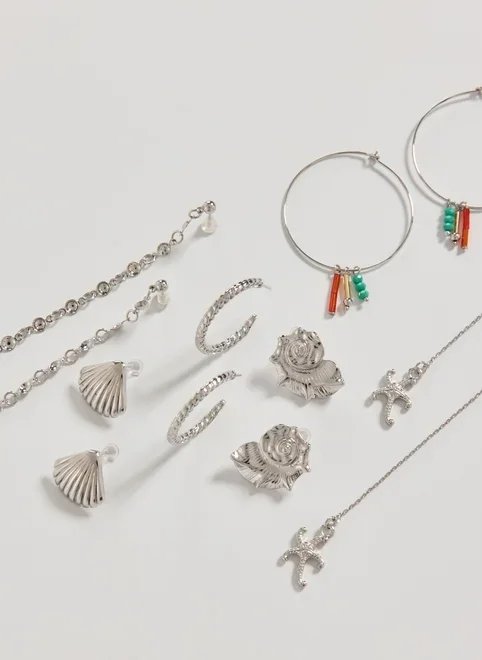 kit brincos prateados fundo do mar kit brincos prateados fundo do mar