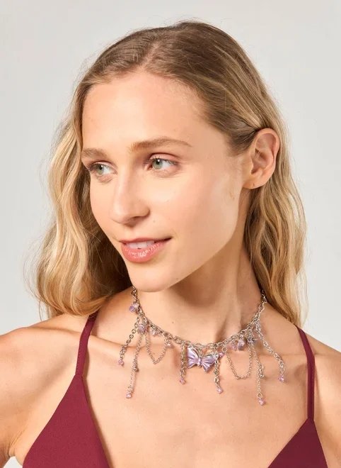 colar borboleta pedra natural colar borboleta pedra natural