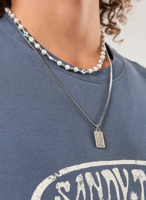 conjunto 2 prateados colares olho grego conjunto 2 prateados colares olho grego