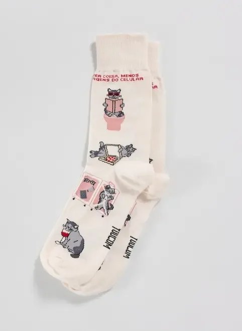 meia off-white gatos fazendo qualquer coisa meia off-white gatos fazendo qualquer coisa