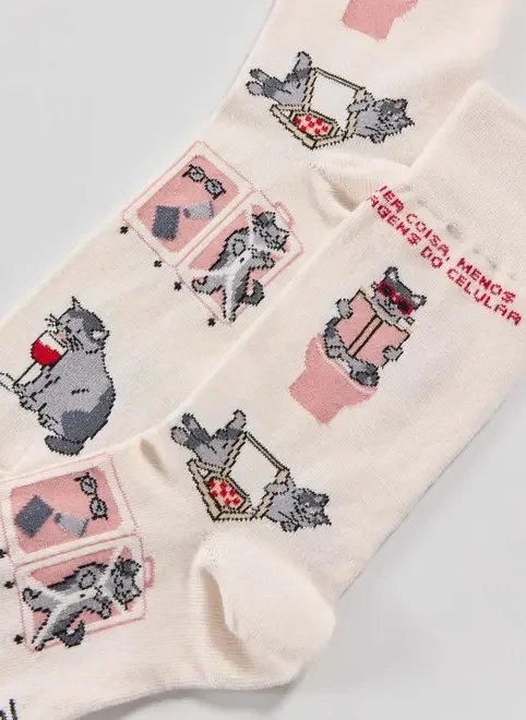 meia off-white gatos fazendo qualquer coisa meia off-white gatos fazendo qualquer coisa