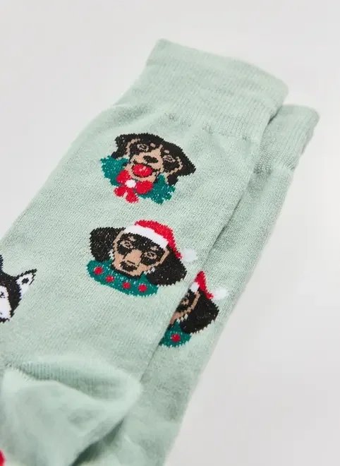 meia verde cachorrinhos natalinos meia verde cachorrinhos natalinos