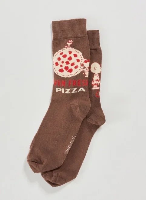 meia marrom snoopy pizza meia marrom snoopy pizza