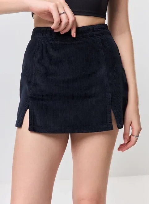 short saia cotelê fendas short saia cotelê fendas