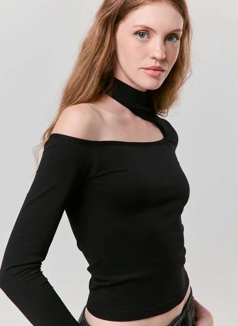 blusa seamless manga longa assimétrica blusa seamless manga longa assimétrica