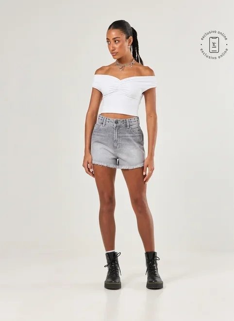 short jeans ilhós no cós short jeans ilhós no cós