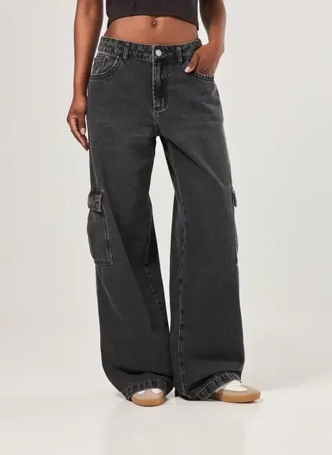 calça jeans black wide leg cintura baixa calça jeans black wide leg cintura baixa