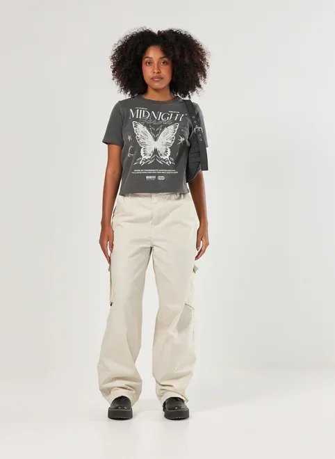 calça sarja baggy cargo areia calça sarja baggy cargo areia