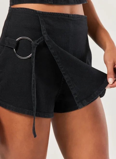 mini short saia transpassado argola mini short saia transpassado argola