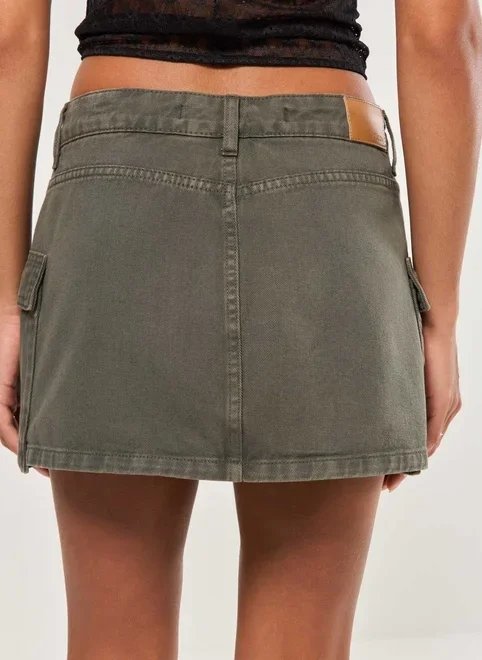 short saia sarja cargo verde militar short saia sarja cargo verde militar