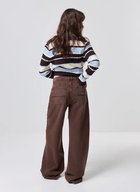 calça sarja cintura baixa wide leg calça sarja cintura baixa wide leg