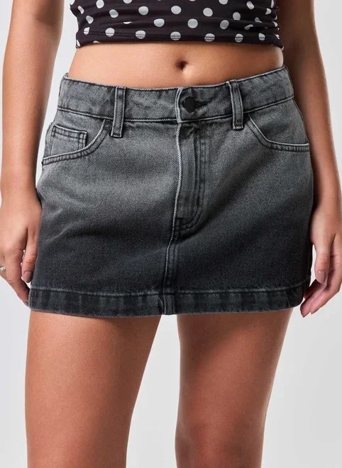 saia jeans preta degradê cintura média saia jeans preta degradê cintura média