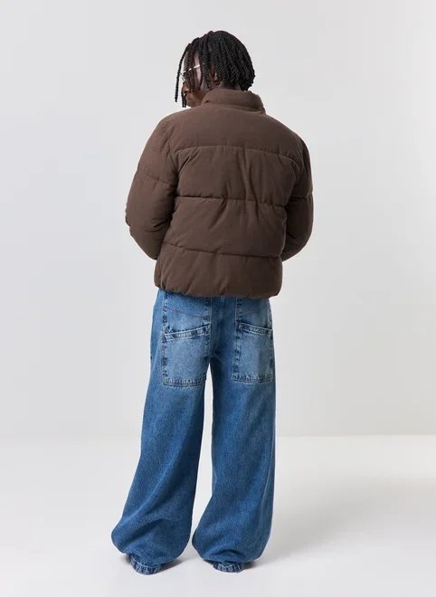 jaqueta puffer grid marrom jaqueta puffer grid marrom