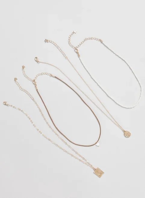 conjunto 4 colares dourados pérolas artificiais conjunto 4 colares dourados pérolas artificiais