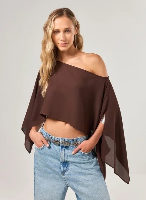 blusa capa chiffon marrom blusa capa chiffon marrom