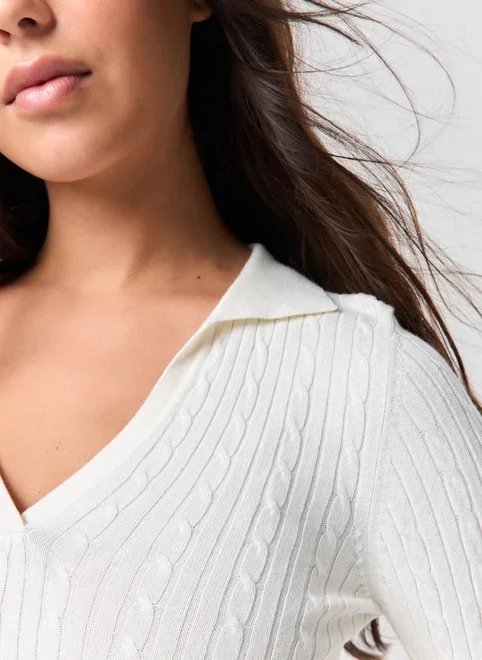 blusa manga longa tricô polinho blusa manga longa tricô polinho