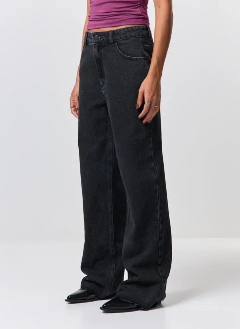 calça jeans cintura média wide leg calça jeans cintura média wide leg