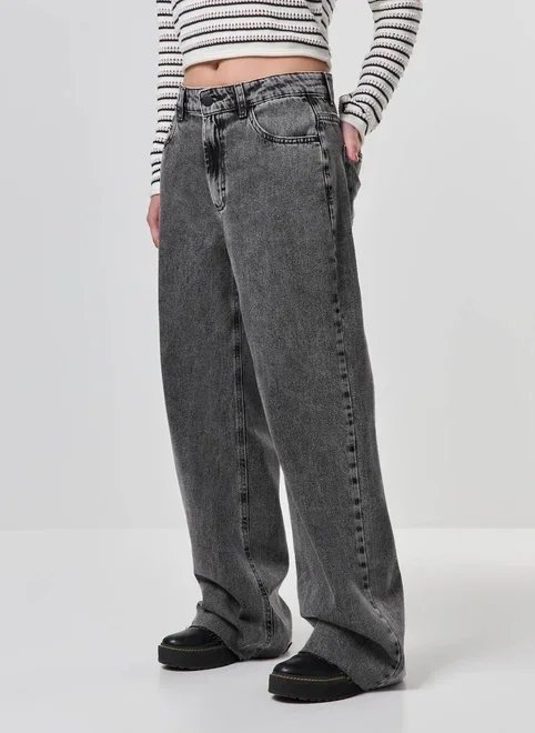 calça jeans cintura média wide leg calça jeans cintura média wide leg