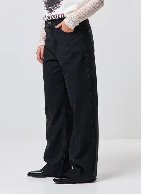 calça jeans cintura média wide leg calça jeans cintura média wide leg
