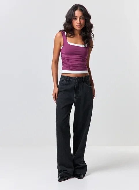 calça jeans cintura média wide leg calça jeans cintura média wide leg