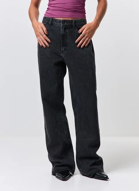 calça jeans cintura média wide leg calça jeans cintura média wide leg