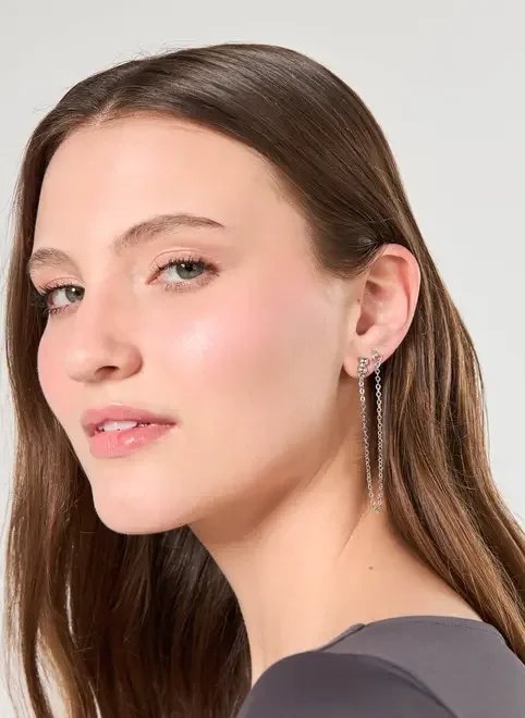 conjunto 5 brincos prateados alongados conjunto 5 brincos prateados alongados