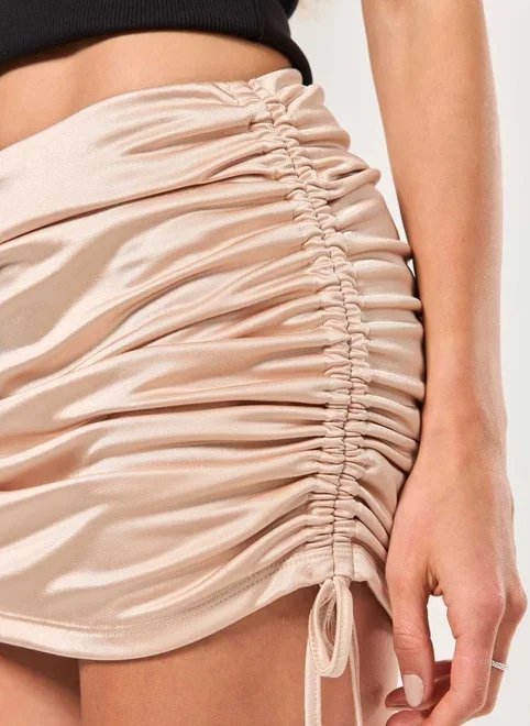 mini saia poliamida cintilante franzidos mini saia poliamida cintilante franzidos