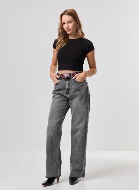 calça jeans cintura alta wide leg calça jeans cintura alta wide leg